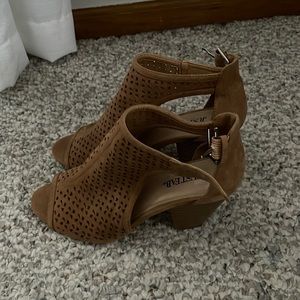 Tan high heeled sandals